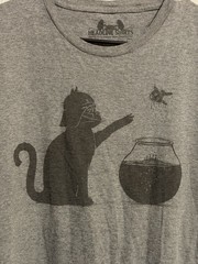 Cat Darth Vader Fish Bowl Gray Graphic T-Shirt Large Star Wars Headlines