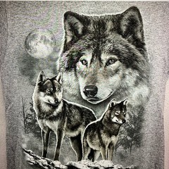 Wolf Pack T-Shirt Adult Small Gray DOM Midnight Retro Nature Tee 100% Cotton