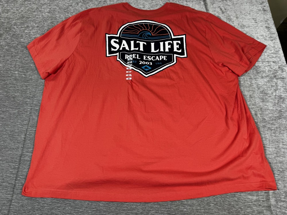 Salt Life Shirt Mens 4XL Orange Reel Escape Fish Beach T-Shirt Ocean Fishing Tee