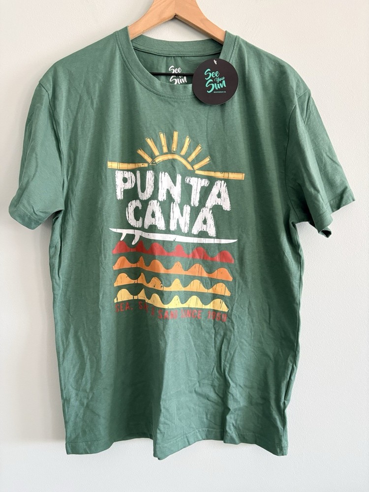 Punta Cana T Shirt Sea Salt Sand Since 1969 Size Large Green Cotton New