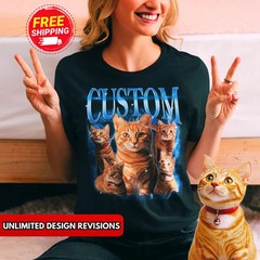 Custom Pet Portrait Personalized Comfort Tee Dog Cat Memorial Gift Shirt