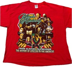 Vintage Black History Month Graphic T-Shirt Red 2XL Delta Pro Weight MLK Malcolm