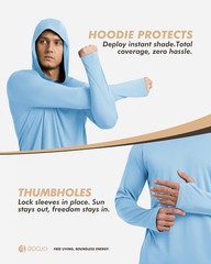 Long Sleeve Men’s Fishing Hoodies UV Protection UPF 50+ Outdoor Shirts for Men