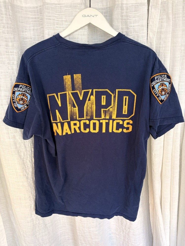 Authentic Vintage NYPD Narcotics T-Shirt XL Embroidered Patches Rare
