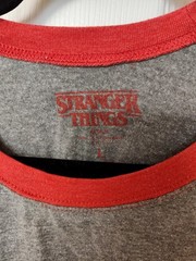 Men’s Large Stranger Things Baseball Shirt Gray And Red