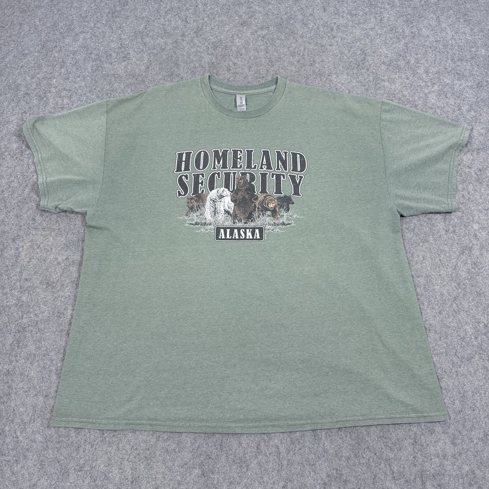 Gildan Homeland Security Alaska Graphic T-Shirt Men’s Size (See Photos) Green
