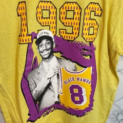 Kobe Bryant Retro Black Mamba 1996 Draft T-Shirt Short Sleeve Men’s Large Yellow