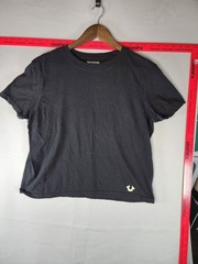 True Religion Black Crew Neck Short Sleeve Tee with Horseshoe Logo
