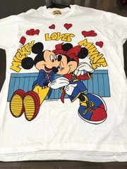 Vintage Disney Mickey Loves Minnie Mouse T shirt Sleep Shirt Pajama Party USA