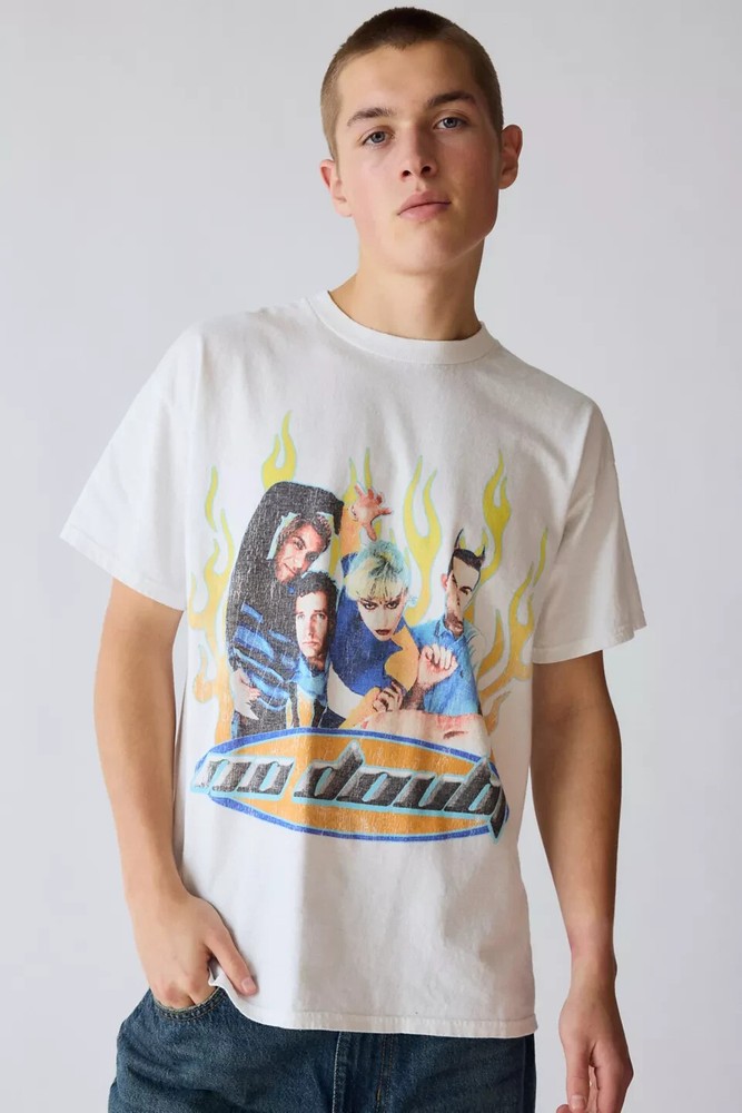No Doubt Mens Summer 2000 Distressed Graphic (2024 Print) White Shirt New Small