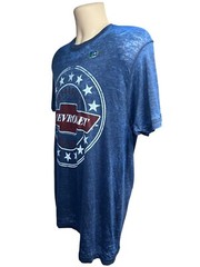 GM Chevy Bowtie Logo Blue Heather Thin Graphic Mens T-Shirt Medium Stretch New