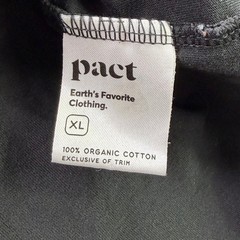 Pact Organic Cotton Crewneck Short Sleeve T-Shirt Black Mens XL Sustainable Tee