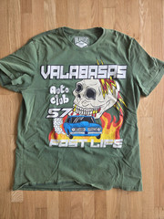 VALABASAS Men’s Green Skull Car Graphic Print Crew Neck Short Sleeve T-Shirt XL