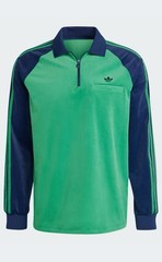 Sz M Men’s Adidas Originals 70’s Velour Polo T Shirt Green Night/Indigo Retro