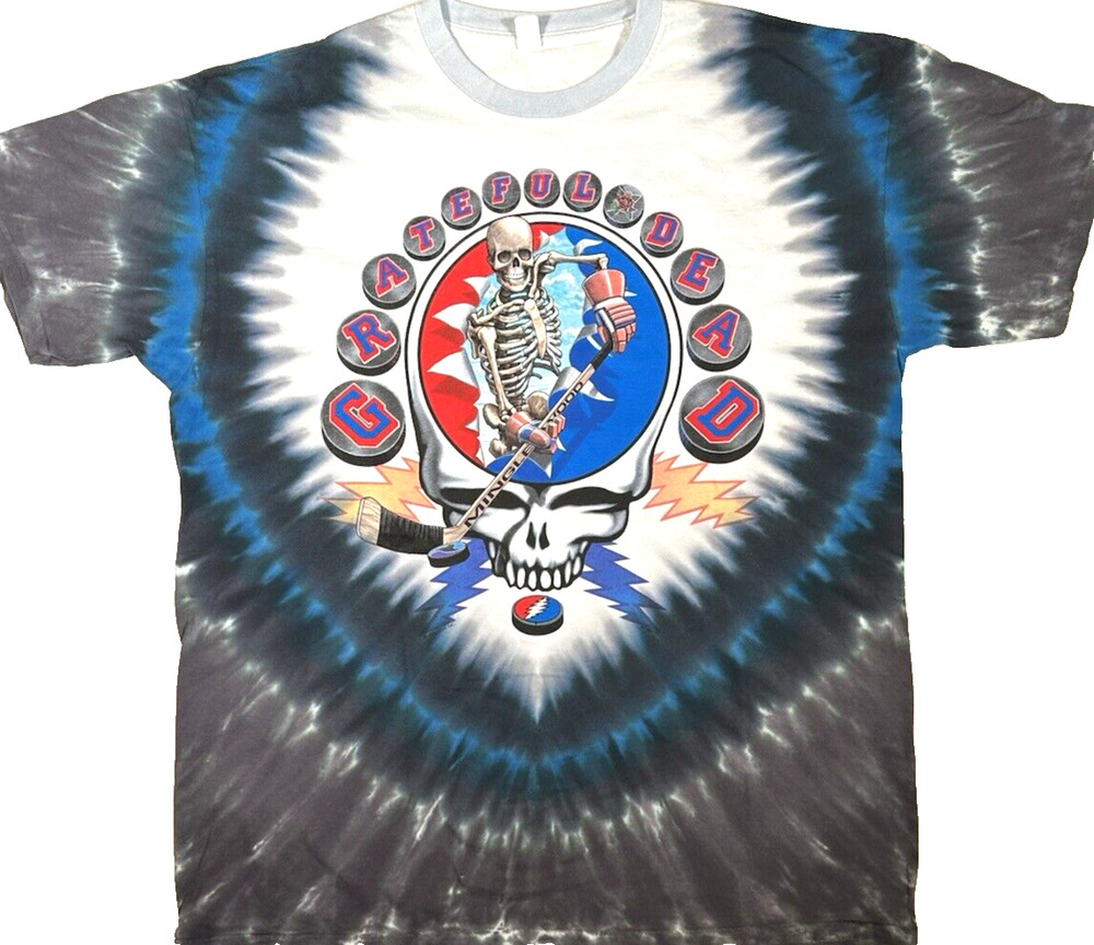 Grateful Dead SYF Hockey Front/Back Graphic Liquid Blue T-Shirt Tie Dye 2XL New