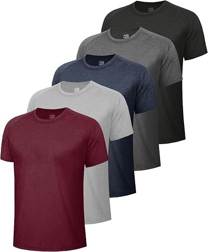 5 Pack Workout Shirts for Men-Quick T-Shirts for Running Athletic Casual
