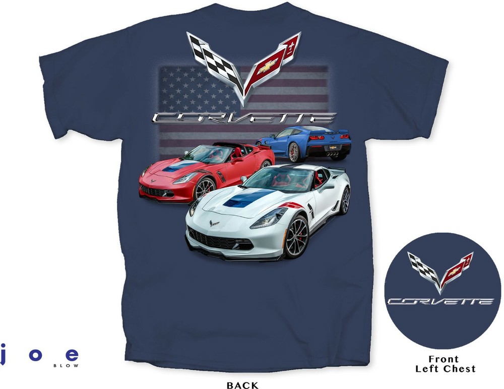 Joe Blow T’s Chevy Corvette C7 Grand Sport Men’s Blue T-Shirt Z07 LT1 Gransport