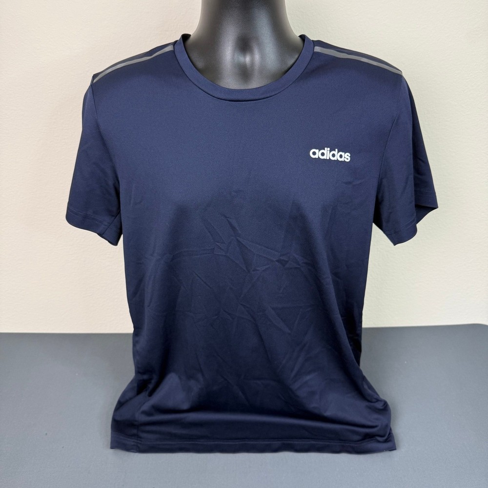 Adidas T-Shirt Mens Large Navy Blue Short Sleeve Graphic Back Performance Tee