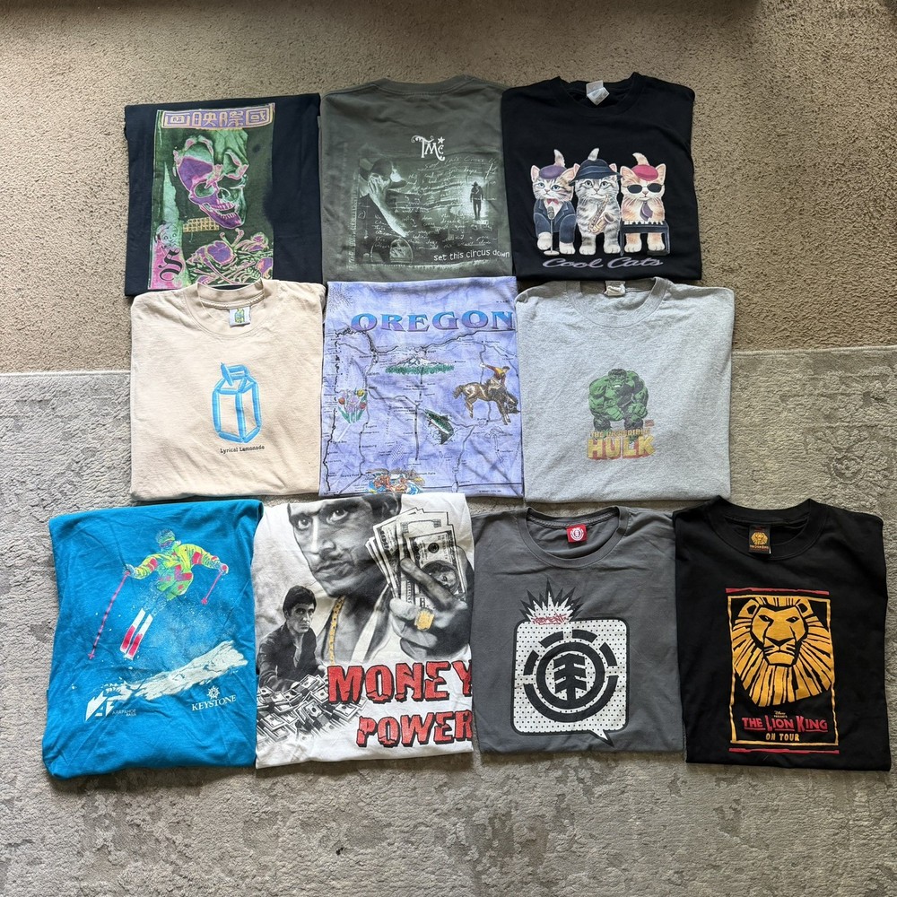 Vintage 90s Y2K Modern 10 Lot T-Shirt Bundle Streetwear Sports Concert Travel