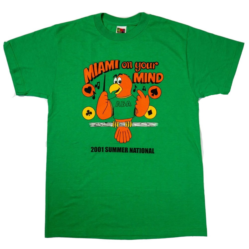 VTG Fruit of the Loom T-shirt Medium ABA Miami On Your Mind 2001 Summer National