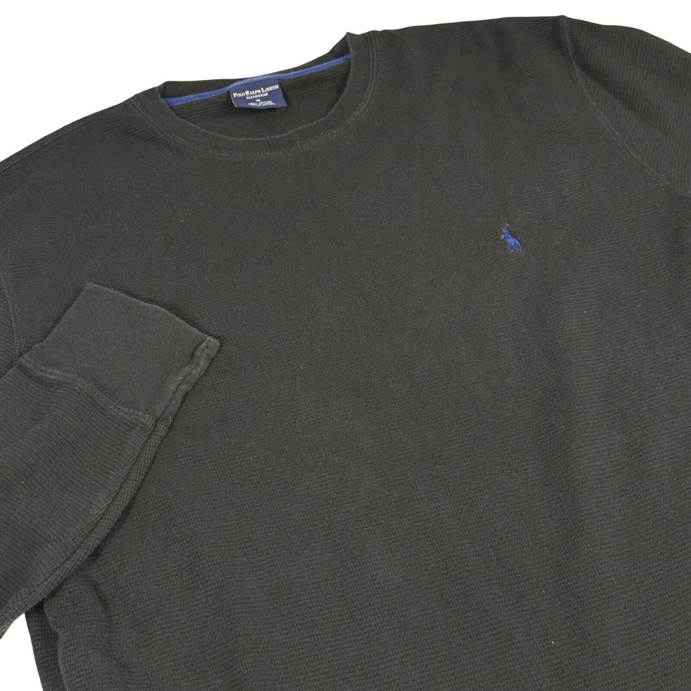 Polo Ralph Lauren Sleepwear XL Black Waffle Knit Long Sleeve Shirt