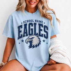 Custom Mascot Striped Shirt School Spirit Back To School Graphic Tee