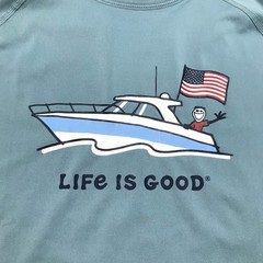 Life is Good Yacht Shirt Mens Size M Blue Long Sleeve Tee Boat Performance UPF50