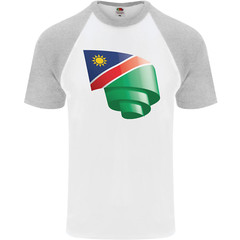 Curled Namibia Flag Namibian Day Football Mens s/S Baseball T-Shirt