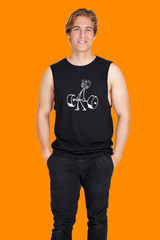UNISEX MEN WOMENS TEE SLEEVELESS TSHIRT STICKMAN WEIGHTLIFTER LIFTING EXERCISE