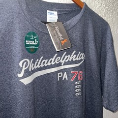 Port & Company Philadelphia PA76 Mens T-Shirt Blue NWT