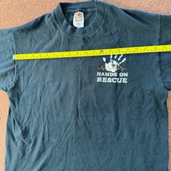 Fruit of the Loom Hands On Rescue Graphic T-Shirt Mens Large Black Heavy Cotton