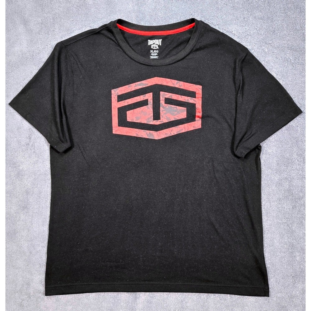 Tapout T-Shirt Mens XL Black Red Graphic Logo Performance Training MMA Gym Tee