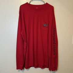 New Vineyard Vines Christmas Whale Shirt 2XL Trees Snow Holiday Red BG24