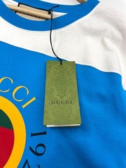 Gucci T-Shirt Men’s Oversized Blue 1921 Logo Print Cotton Jersey NWT, Size L