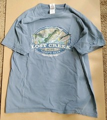 Gildan Shirt Mens Large Blue Lost Creek Fishing Club Casual Outdoors Nature