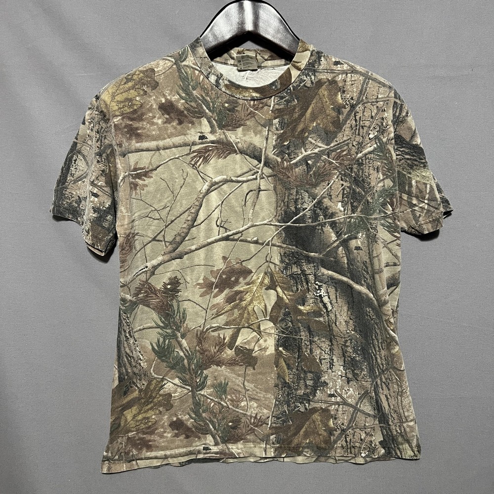 Camo Hunting Shirt Mens Medium Brown Short Sleeve Camouflage Tee T-Shirt