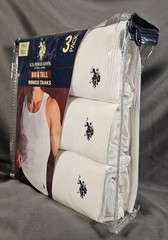 US Polo Assn 3 Big & Tall Ribbed Tank Tops 2XLT TALL White Cotton Blend