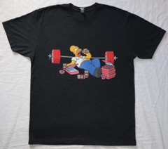 Homer Simpson Weight Lifting Size L Gym Shirt Barbell Squat Deadlift Beer Donuts