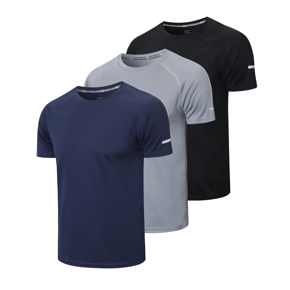 Men’s 3 Pack Sports Compression Shirts Dry Fit Moisture Wicking Short Sleeve …