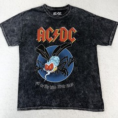 AC/DC Shirt Mens Medium Black Fly On The Wall Tour 1985 Rock Band Graphic Tee
