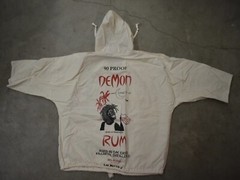 Vtg 90s Demon Rum La Trenzz Sugar Sack Faded Hoodie Shirt Boxy Made In USA