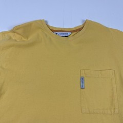Columbia Shirt Mens Large Yellow Pocket Crewneck Cotton Casual Outdoors