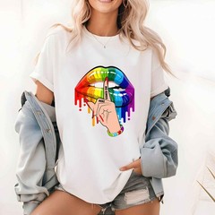 No Kings Here Tee, Rainbow Lips for LGBTQ+ Rights Tee, Pride Month T-shirt