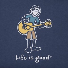 Life is Good. Men’s Guitar Jake Short Sleeve Crusher Tee, Darkest Blue