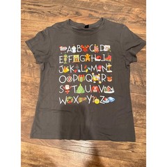 SHEIN Christmas Alphabet Graphic T-Shirt Charcoal Gray Holiday Short Sleeve M