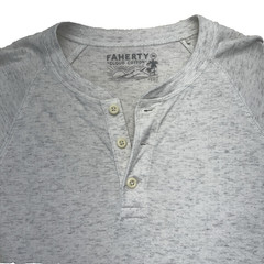 Faherty Cloud Cotton Long Sleeve Henley T Shirt Men’s M Heathered 3-Button