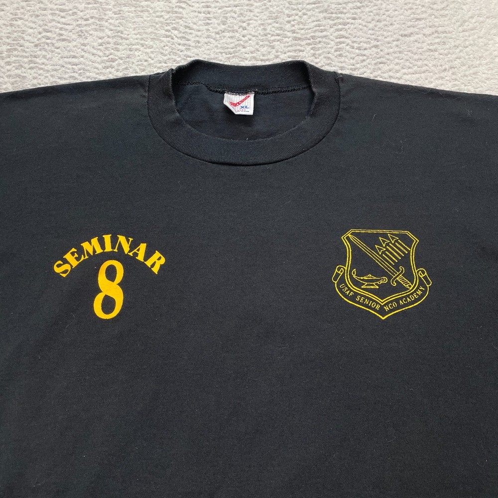 Vintage Jerzees Shirt Mens XL Black USAF Senior NCO Academy Military Tee USA