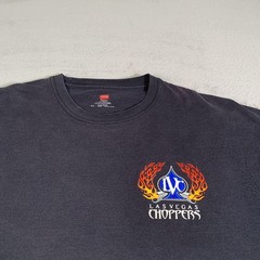 Las Vegas Choppers Shirt Mens XL Black Hanes Flames Motorcycle Biker Tee FLAWS