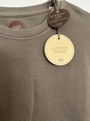 COMMON PEOPLE Ottoman Texture T-Shirt Large Ribbed Short Sleeved Brown