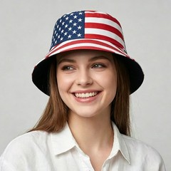 American-Flag-Bucket-Hat Reversible-Patriotic-USA-Cap Stars Stripes Outdoor F…